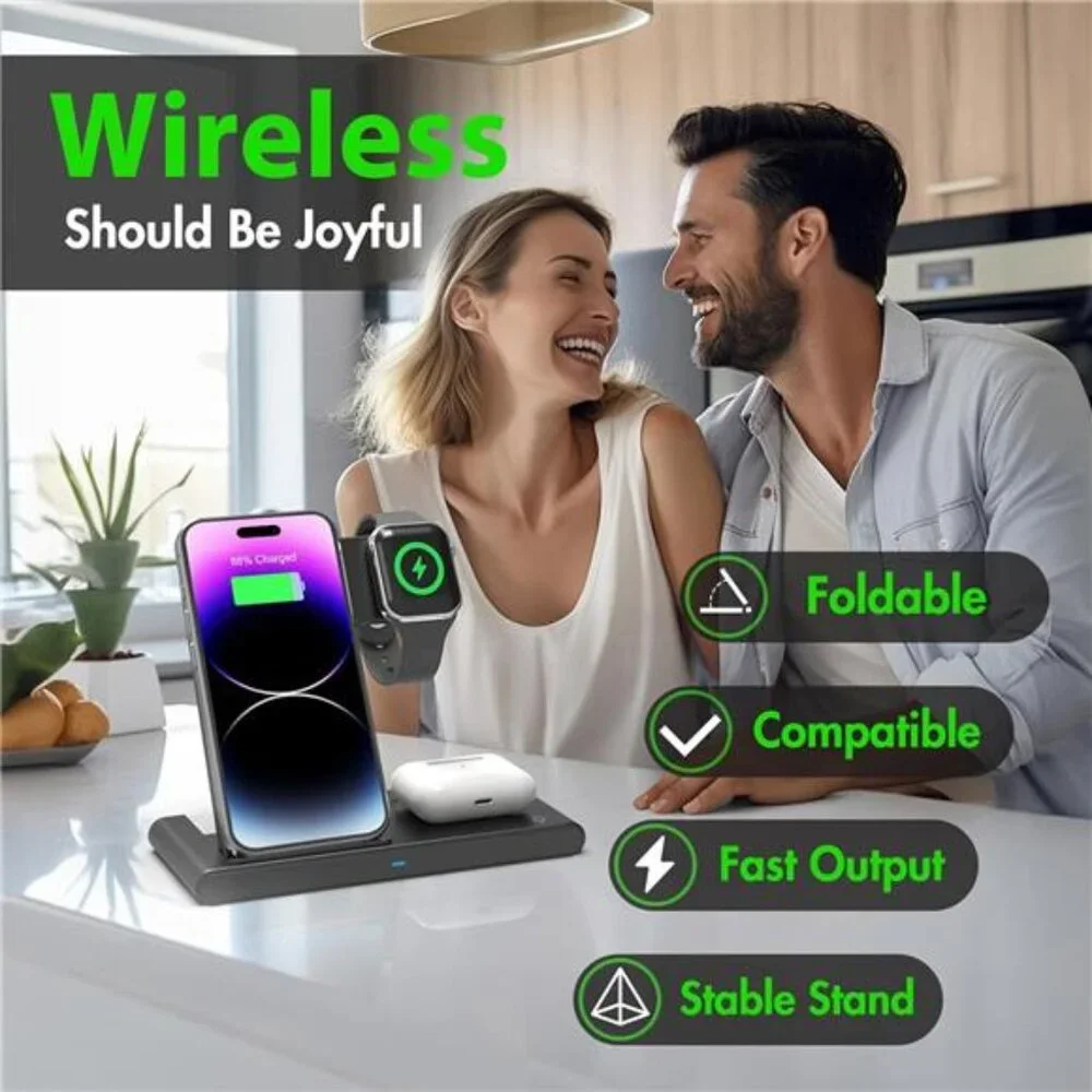 Wireless Charger iPhone Charging Station: 3 in 1 Charger Stand Multiple Devices